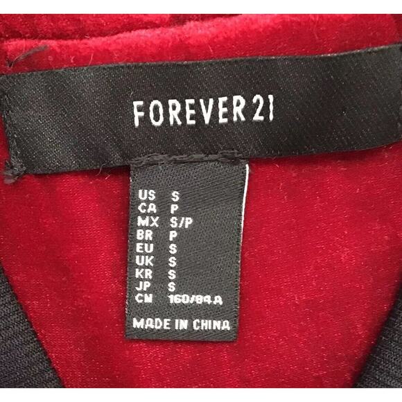 Forever 21 Women's S Red Velvet Bomber Jacket Y2K Streetwear McBling Retro Glam - Picture 3 of 14